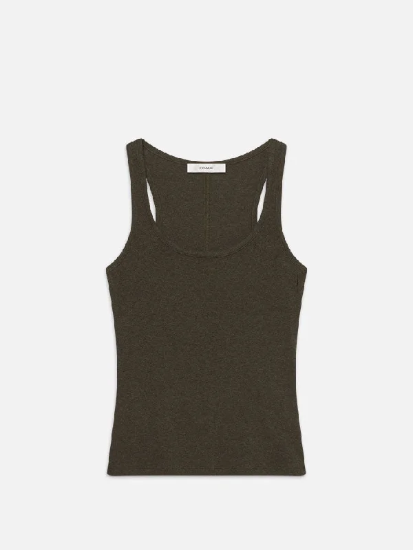 Rib Scoop Neck Tank -- Rich Military Heather