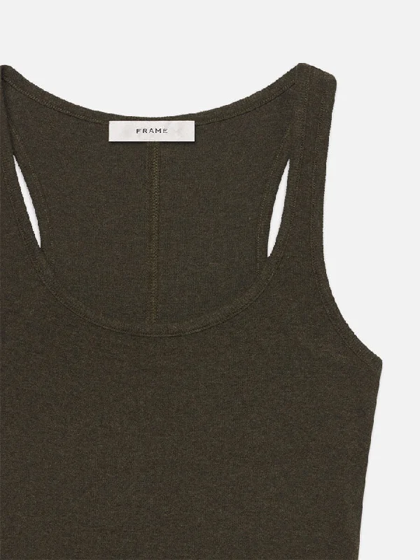 Rib Scoop Neck Tank -- Rich Military Heather