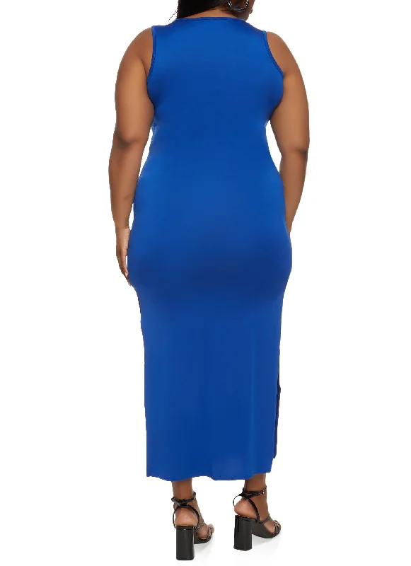 Plus Size Side Slit Maxi Tank Dress