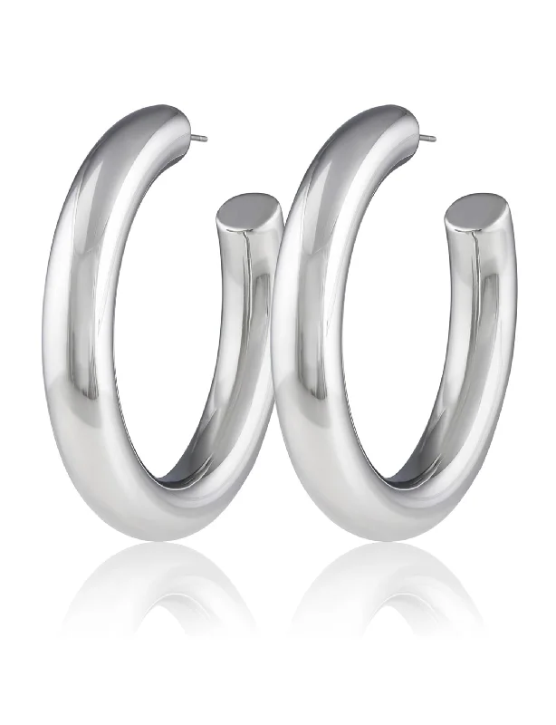 Tubular Hoops, Silver