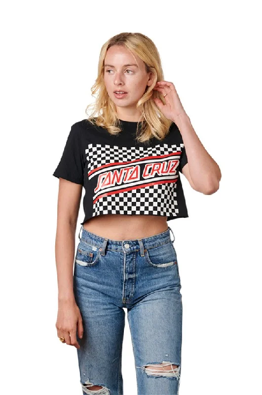 Santa Cruz Checkerboard Cut Off Crop Boyfriend Tee