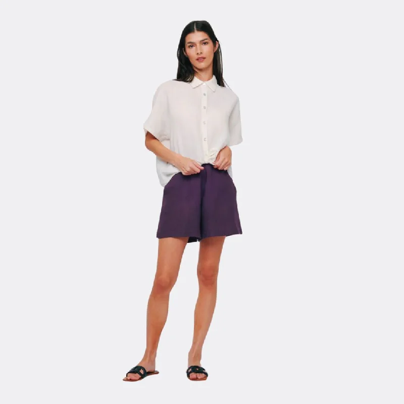 Short Sleeve Linen Blouse (White)