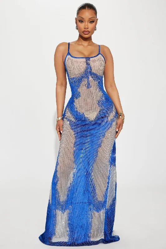 Show Out Rhinestone Maxi Dress - Blue/combo