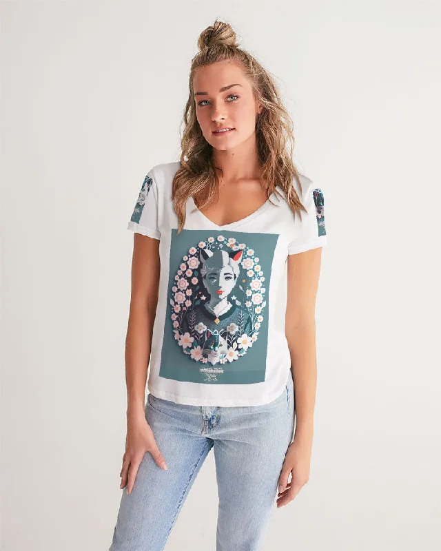 Silverfox flower Women's V-Neck Tee