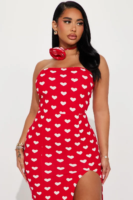 Steel Your Heart Maxi Dress - Red/White