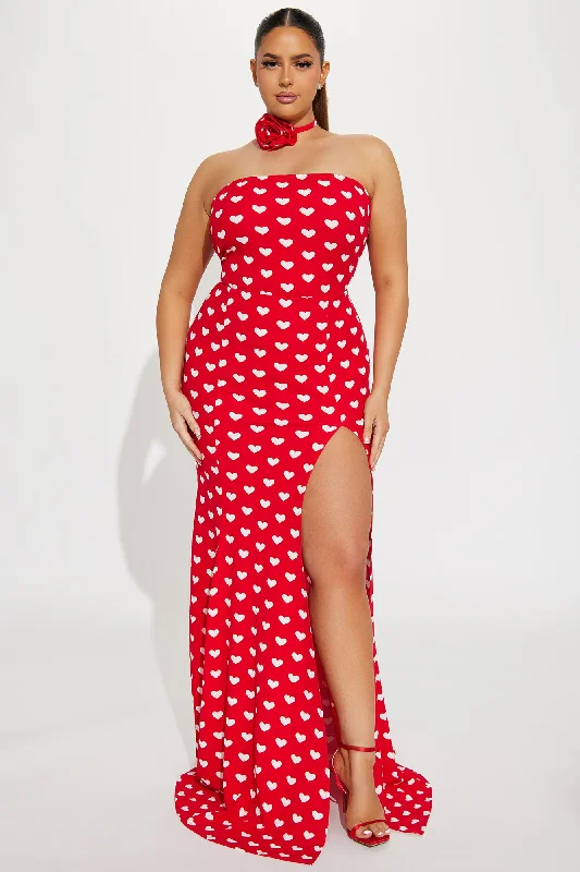 Steel Your Heart Maxi Dress - Red/White