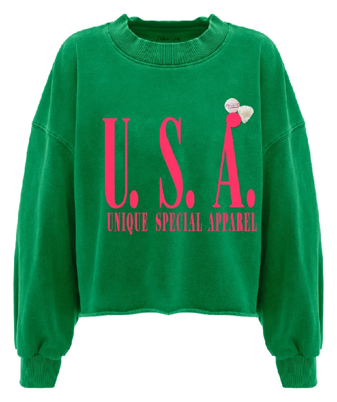 Sweatshirt crop porter grass ""USA""