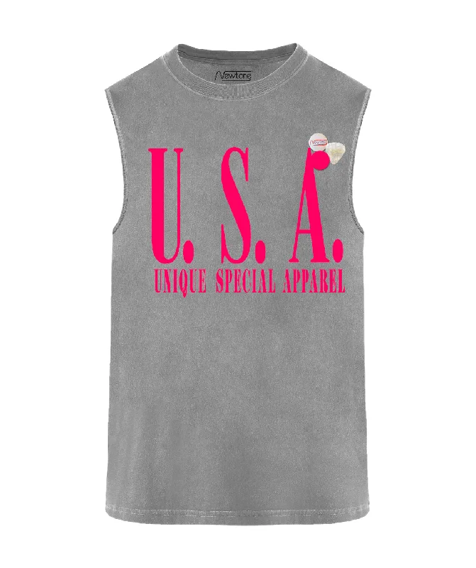 Tee shirt biker grey ""USA""