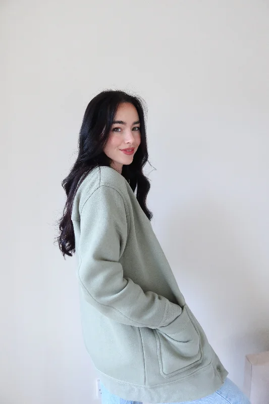 ""The Marian"" - Boyfriend Fit Cardigan (Pistachio)