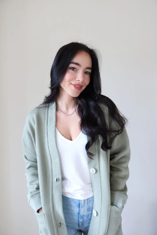 ""The Marian"" - Boyfriend Fit Cardigan (Pistachio)