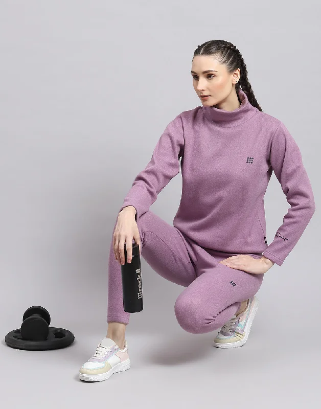 Women Purple Solid T Neck Full Sleeve Sweatshirt