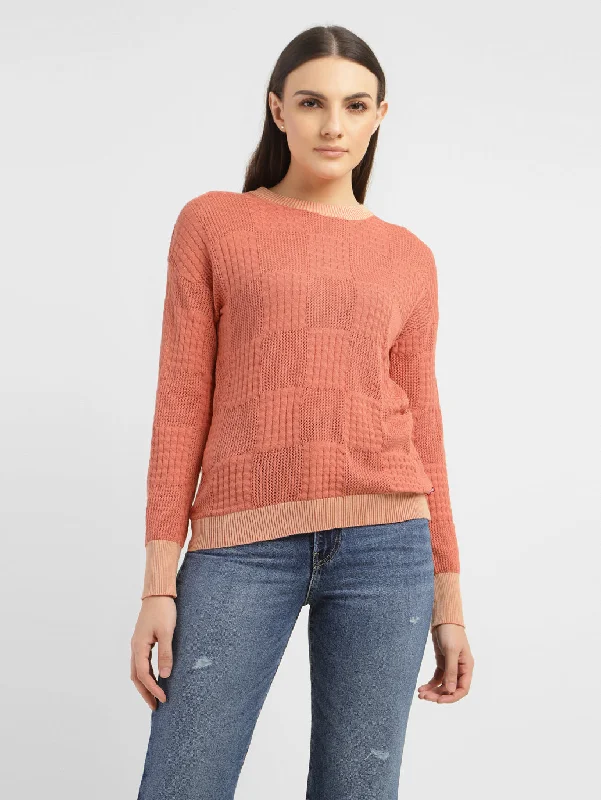 Women's Self Design Round Neck Sweater