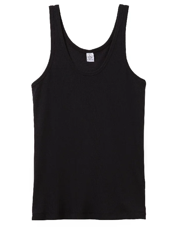 Zoe Slinky Rib Tank Top (Black)